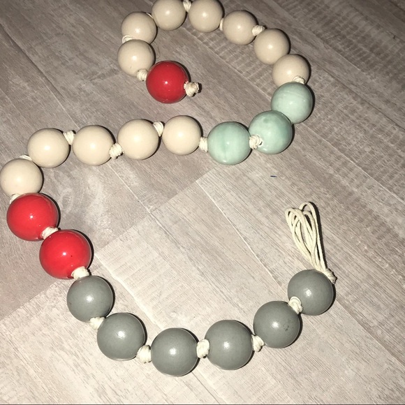 Handmade Wood and Ceramic Chunky Necklace - Picture 5 of 5